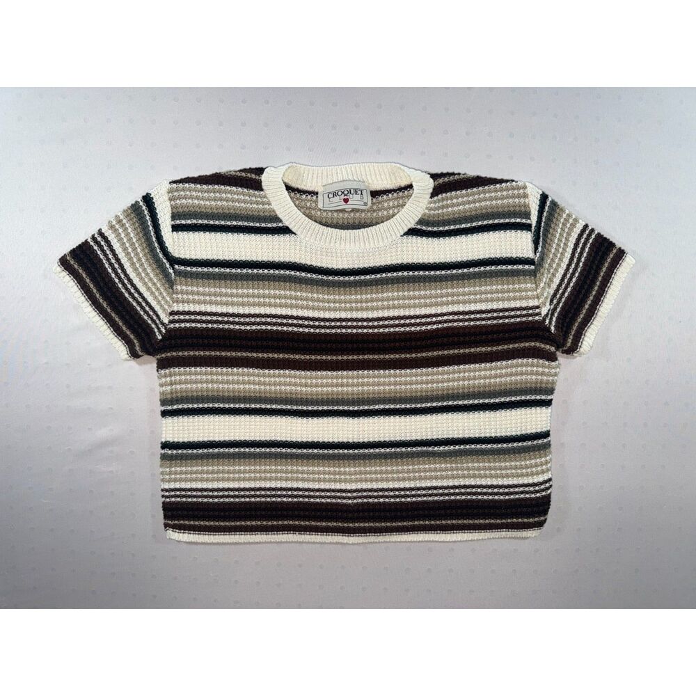 Croquet Club Cropped Knit Striped Top | Size Large